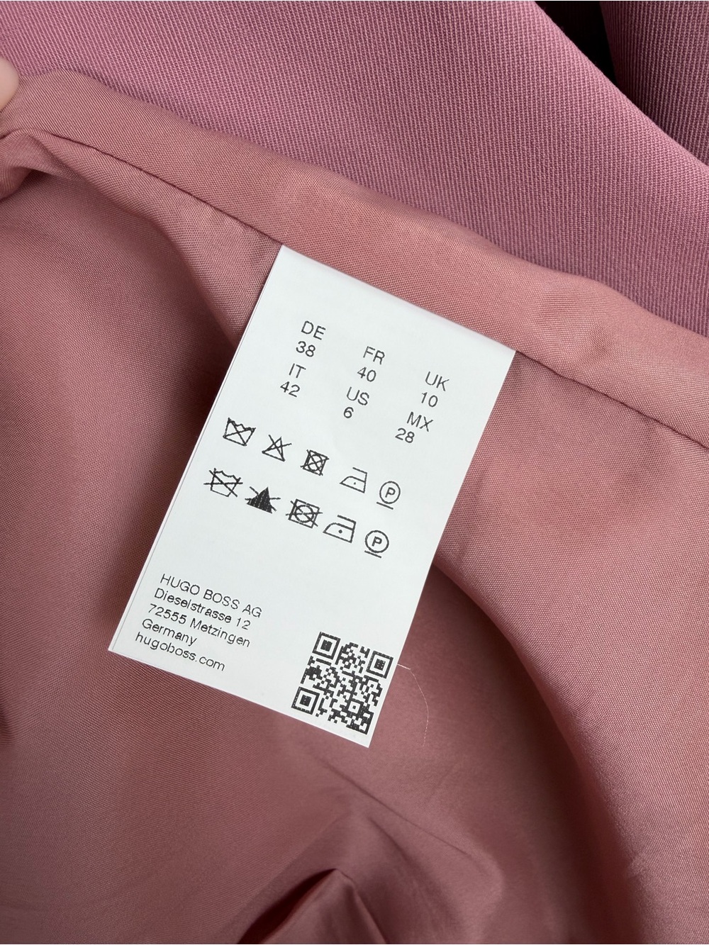 BOSS Hugo Boss Jericoa Stretch Wool Double-Breasted Blazer in Petal Pink US Sz 6 - Picture 8 of 10